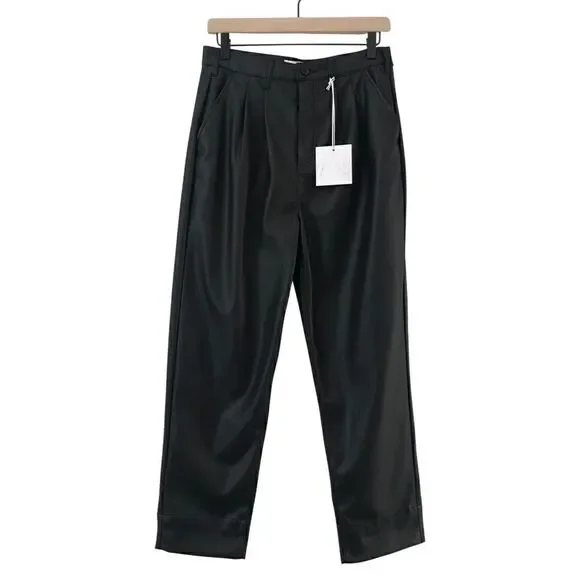 New! Pistola Kellin Faux Leather Straight Leg High WaisFleece Line Trouser Pants